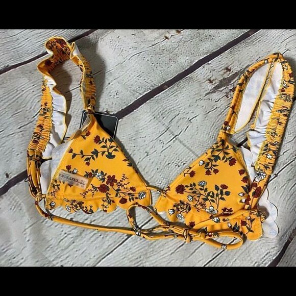 🔮🆕 ZAFUL | Yellow Floral Bikini Top Size 4 - Picture 2 of 3
